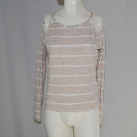 🛍 Delias XS Shirt Lace Striped Long Sleeve Top - Picture 3 of 5